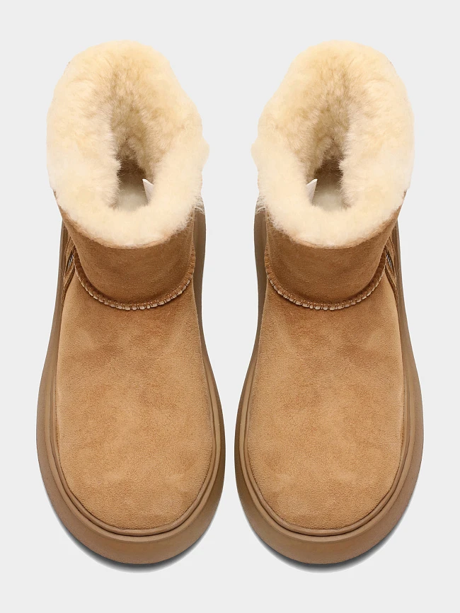 Полусапоги женские зимние, цвет бежевый, натуральный велюр 1013797M | 4