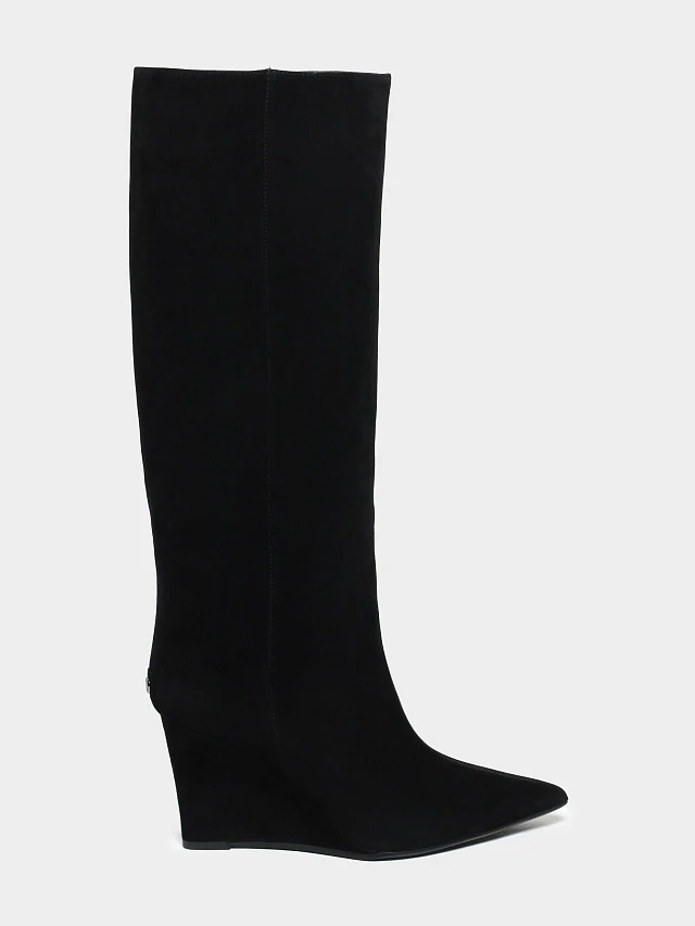 Сапоги женские демисезонные, цвет черный, натуральный велюр 1852807 | 1