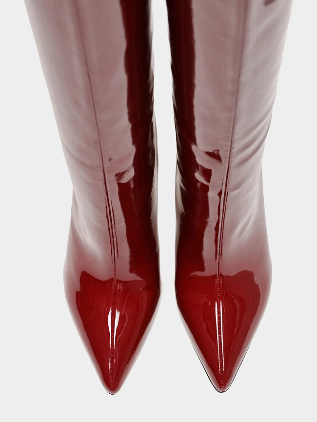 Сапоги женские демисезонные, цвет бордовый, искусственная лаковая кожа 6550436 | 4