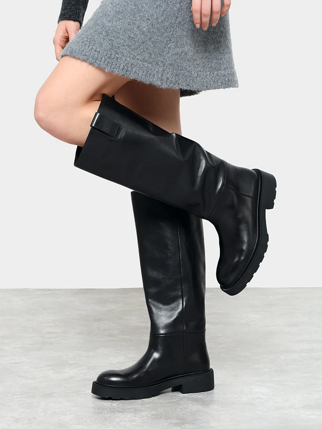 Сапоги женские демисезонные, цвет черный, натуральная кожа 1494780 | 9