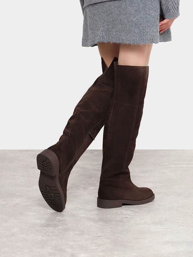 Ботфорты женские зимние, цвет коричневый, натуральный спилок 1821128M | 8