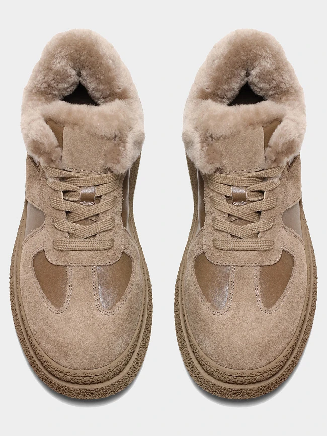 Кеды женские зимние, цвет мокко, натуральный спилок/искусственная кожа 3630325M | 5