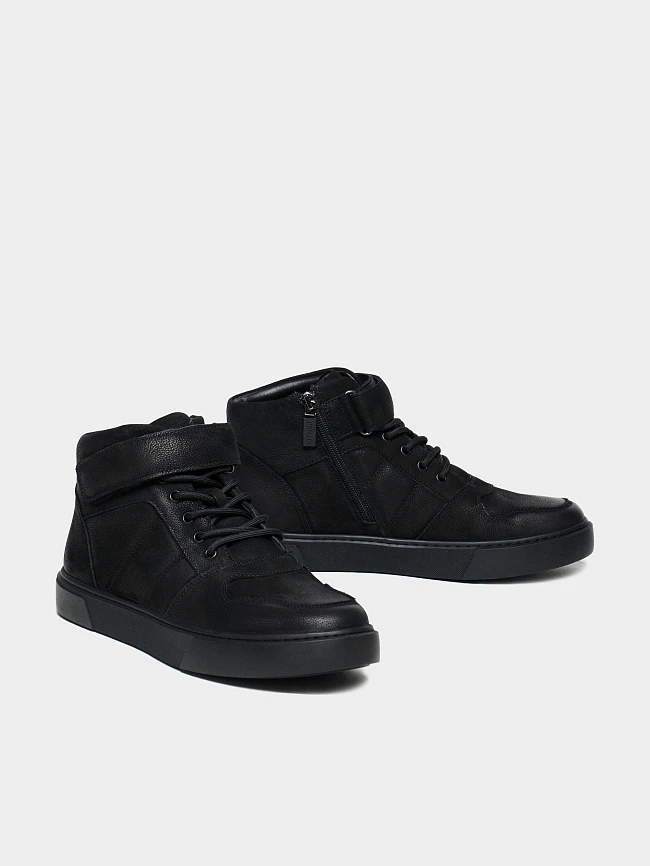 Кеды мужские зимние, цвет черный, натуральный нубук M253851M | 2