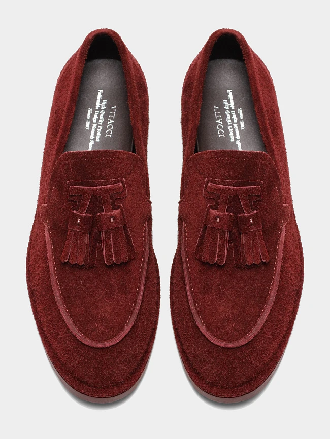 Лоферы женские всесезонные, цвет бордовый, натуральный спилок 1821543 | 5