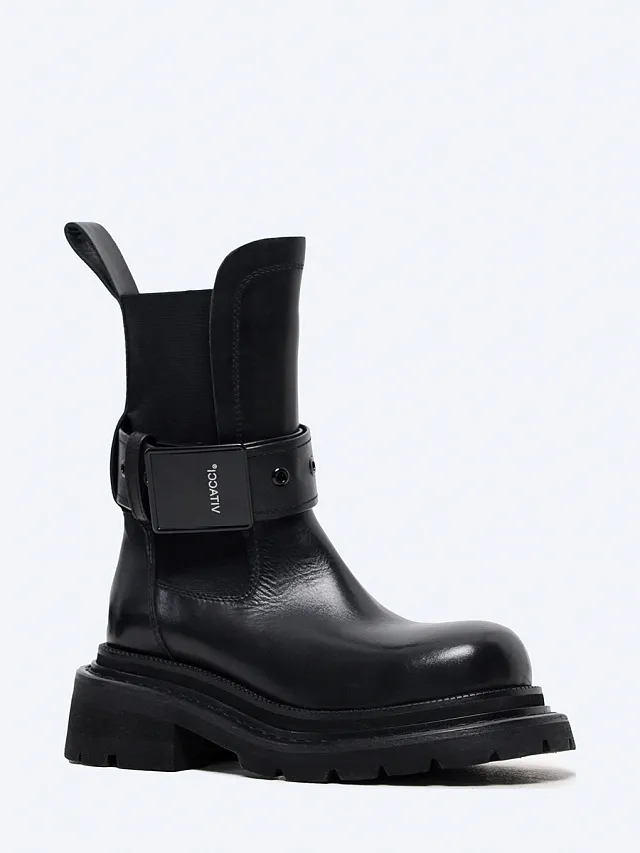 Ботинки женские демисезонные, цвет черный, натуральная кожа 641850 | 1