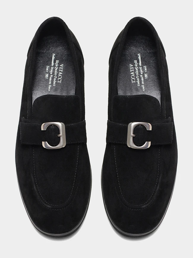 Лоферы женские всесезонные, цвет черный, натуральный велюр 7210302 | 5