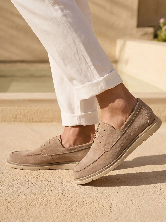 Полуботинки мужские демисезон; лето;, цвет бежевый, натуральный спилок M262291 | 1