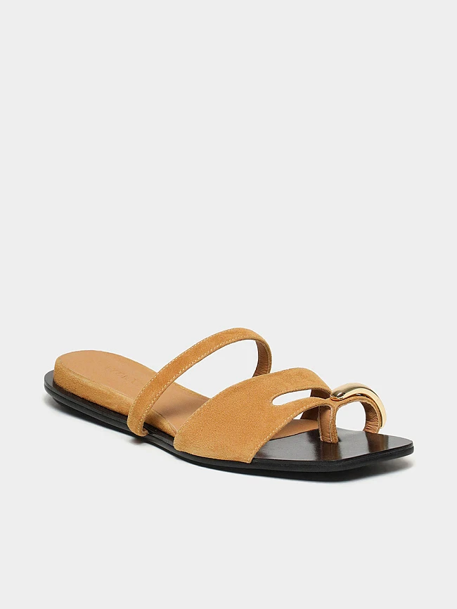 Сабо женские летние, цвет песочный, натуральный велюр 7210504 | 2