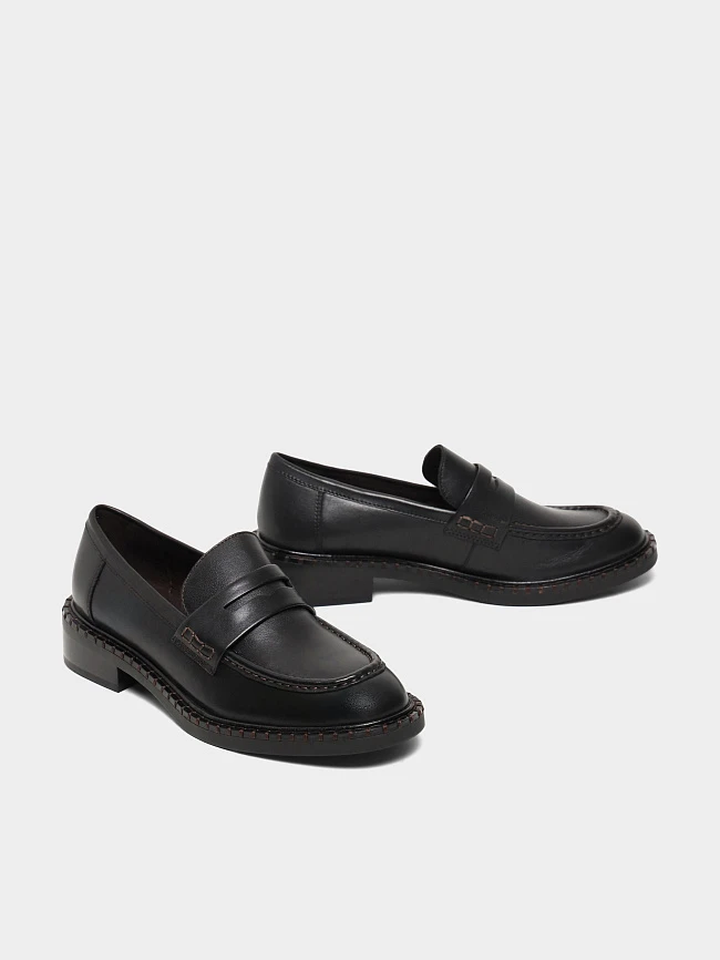 Лоферы женские всесезонные, цвет черный, натуральная кожа 1821519 | 3