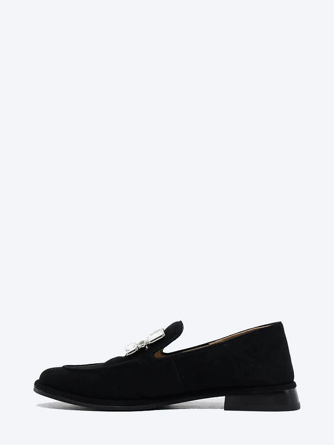 Лоферы 641624 женские цвет черный, натуральный велюр 641624 | 3