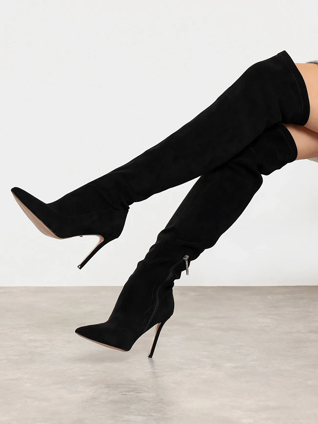 Ботфорты женские демисезонные, цвет черный, искусственный велюр 1849045P-2 | 7