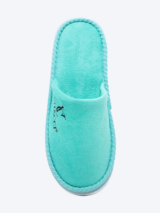 Тапочки унисекс для дома, цвет бирюзовый, текстиль SLIP04 | 5