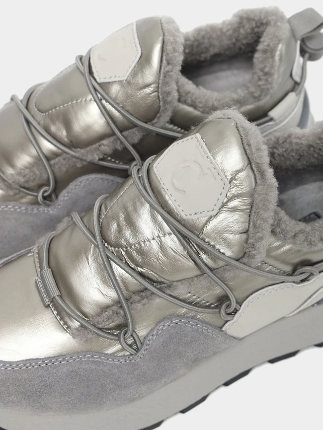 Кроссовки женские зимние, цвет серый, натуральный спилок/текстиль/искусственный мех 5270001M | 7