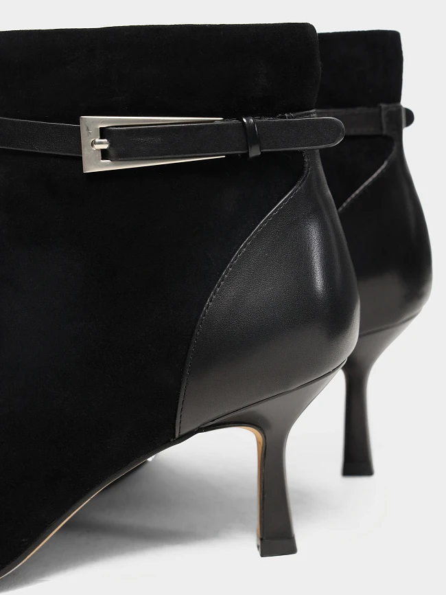Ботильоны женские всесезонные, цвет черный, натуральный велюр/натуральная кожа 17VC415 | 6