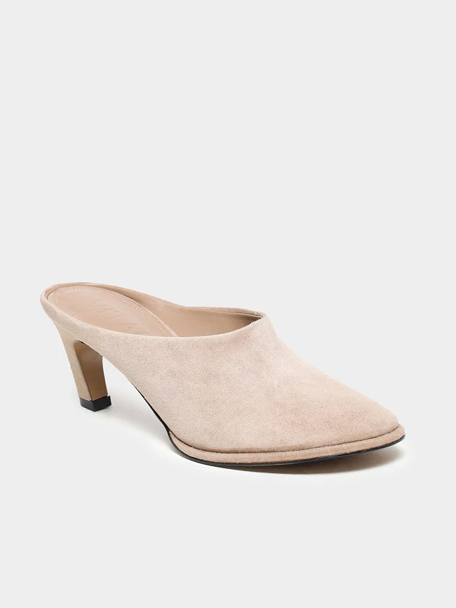 Мюли женские летние, цвет бежевый, натуральный велюр 497706 | 2