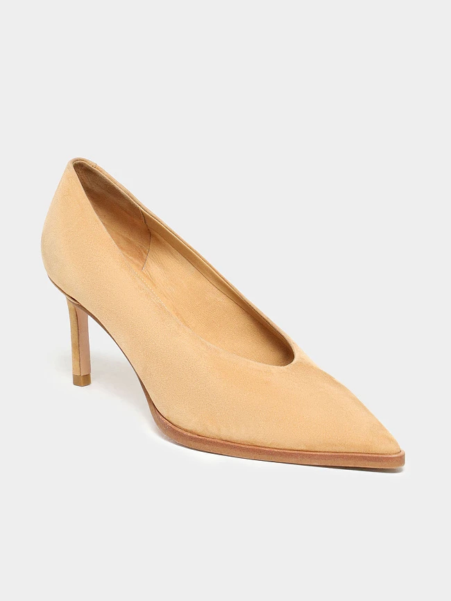 Туфли женские всесезонные, цвет песочный, натуральный велюр 497633 | 2