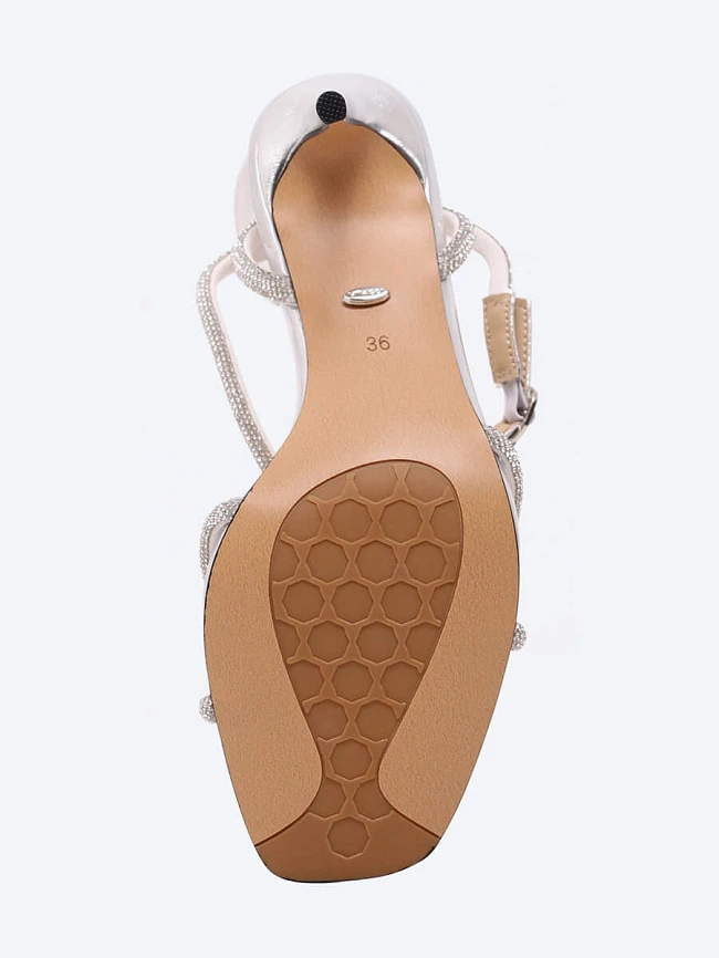 Босоножки женские летние, цвет серебряный, искусственный спилок 1848390P | 6