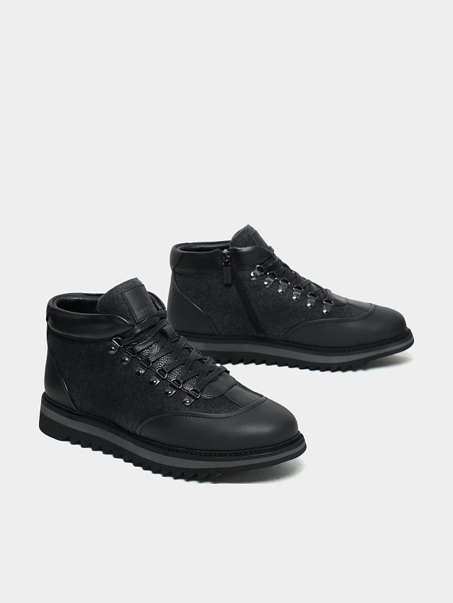 Ботинки мужские зимние, цвет черный, натуральная кожа/шерсть M1782550M | 3