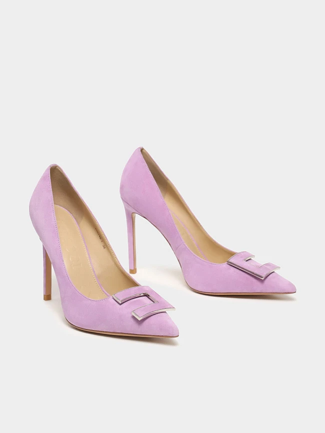 Туфли женские всесезонные, цвет сиреневый, натуральный велюр 495748-1 | 3