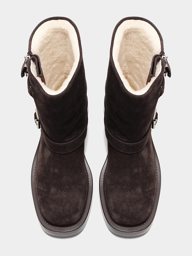 Полусапоги женские зимние, цвет коричневый, натуральный спилок 1731181M | 5