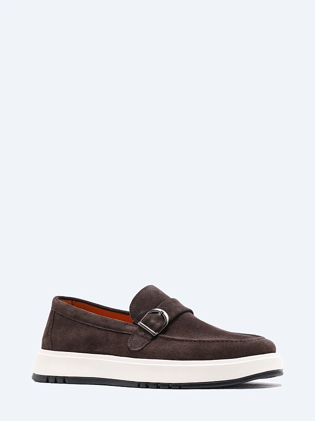 Слипоны мужские демисезонные, цвет мокко, натуральный спилок M262126 | 1