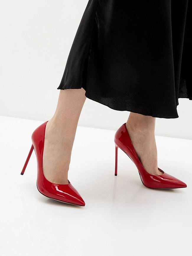 Туфли женские всесезонные, цвет красный, натуральная лаковая кожа 496259P | 6