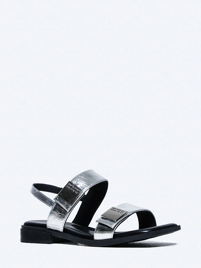 Сандалии женские летние, цвет серебряный, натуральная кожа 7210143 | 1