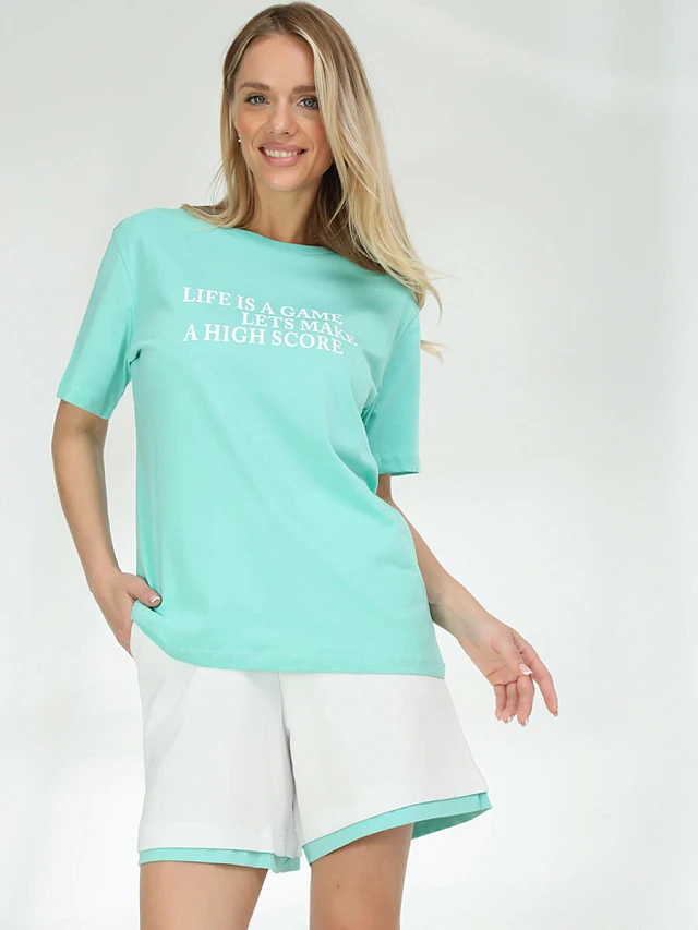 Костюм спортивный (футболка+шорты) женские всесезонные TEset01-21 | 1