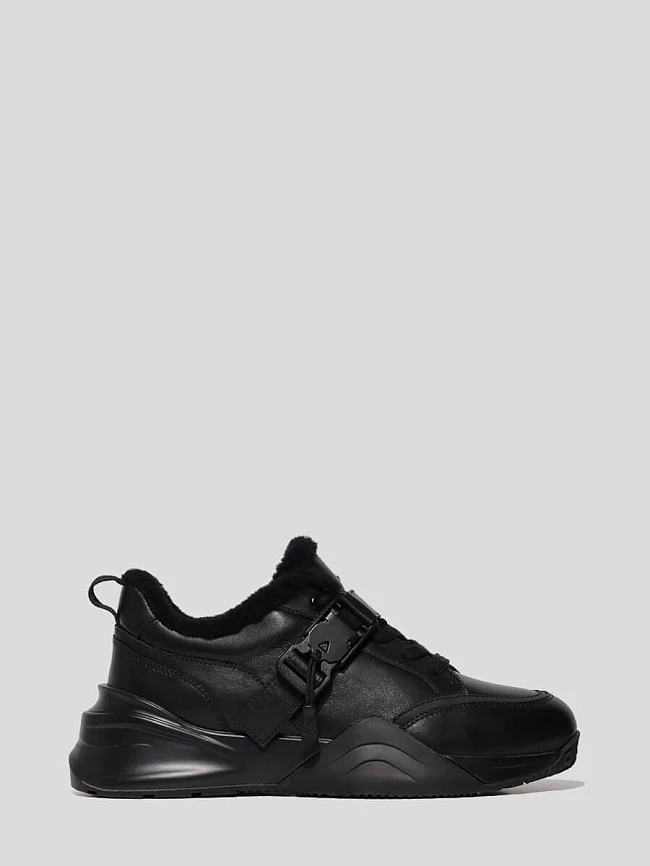 Кроссовки женские зимние, цвет черный, натуральная кожа 1890314M | 2