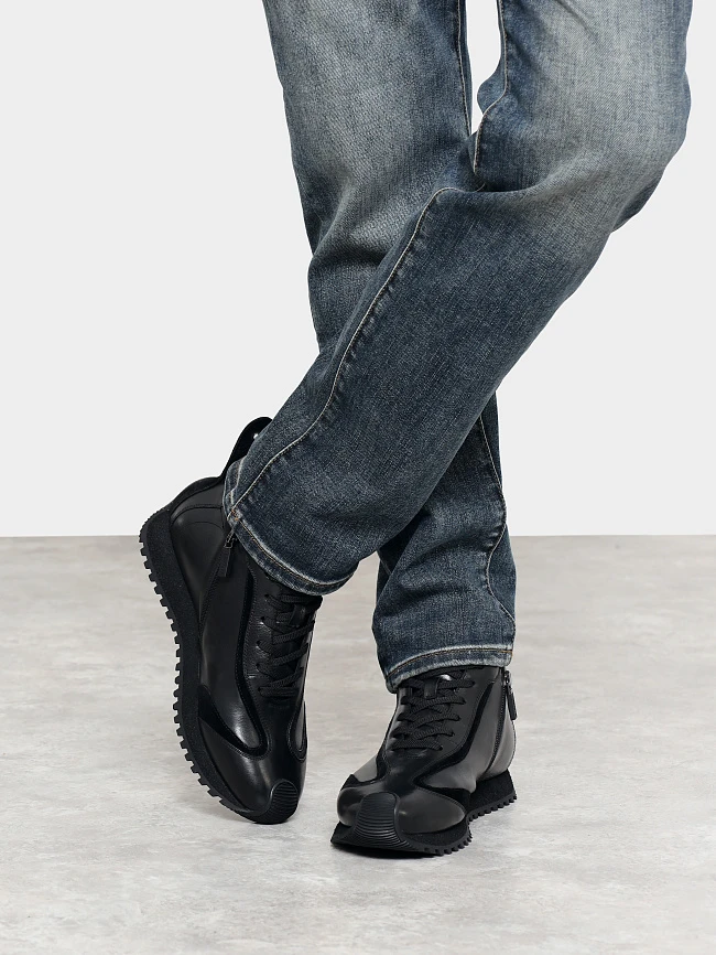 Ботинки мужские демисезонные, цвет черный, натуральная кожа/натуральный спилок M1782593 | 9