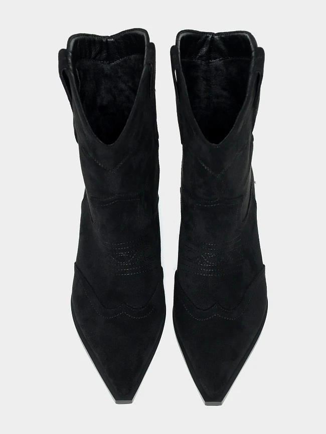 Полусапоги женские демисезонные, цвет черный, искусственный велюр 6550461 | 5