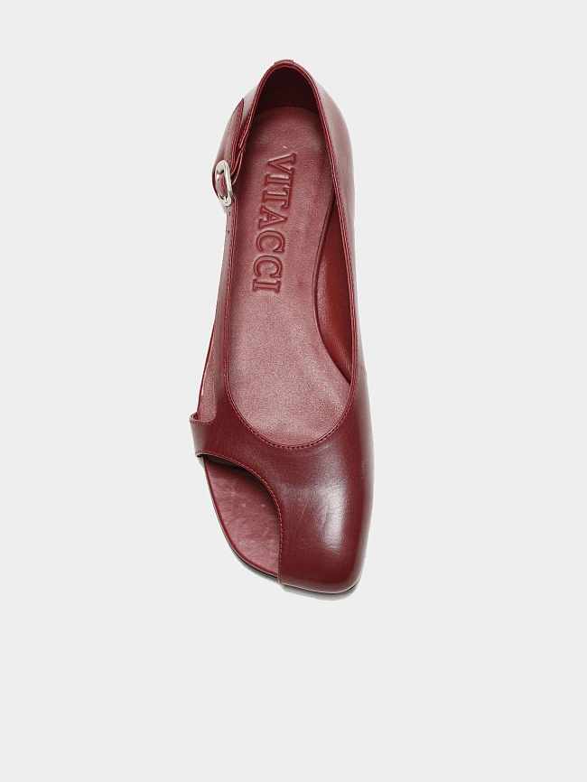 Балетки женские летние, цвет бордовый, натуральная кожа 1731381 | 4