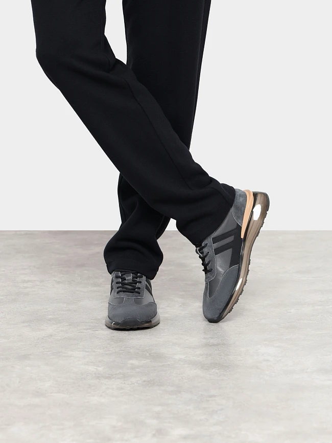 Кроссовки мужские демисезонные, цвет серый, натуральная кожа/натуральный спилок M01VC034 | 9