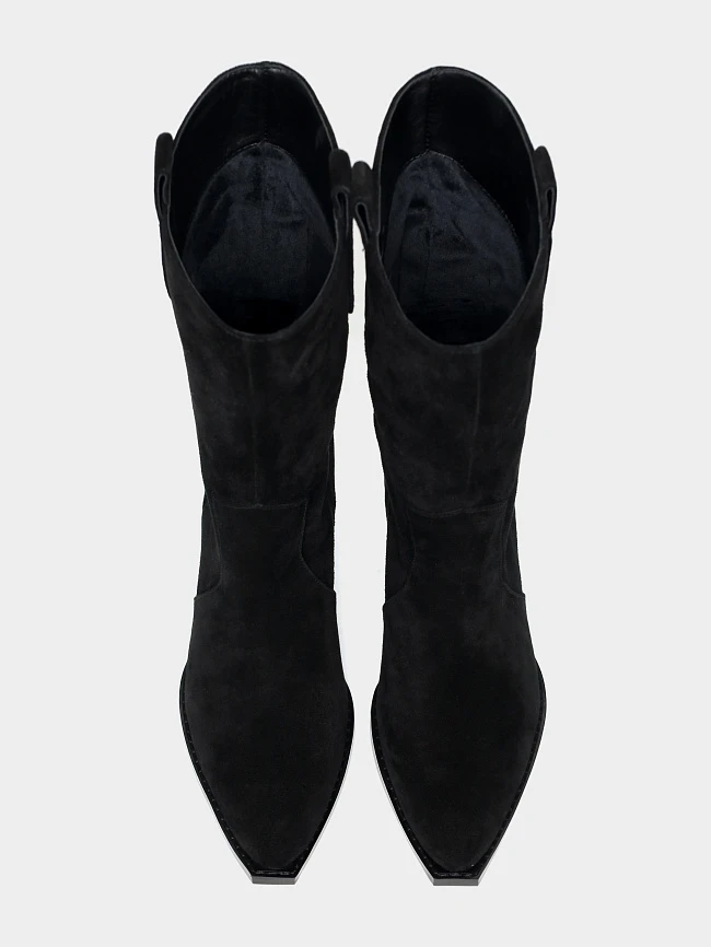 Сапоги женские демисезонные, цвет черный, натуральный спилок 642299 | 5