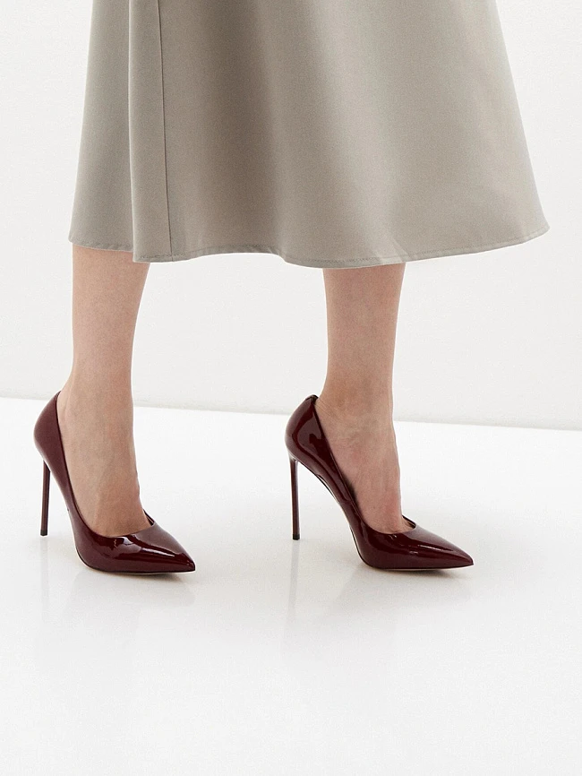 Туфли женские всесезонные, цвет бордовый, натуральная лаковая кожа 496952P | 6