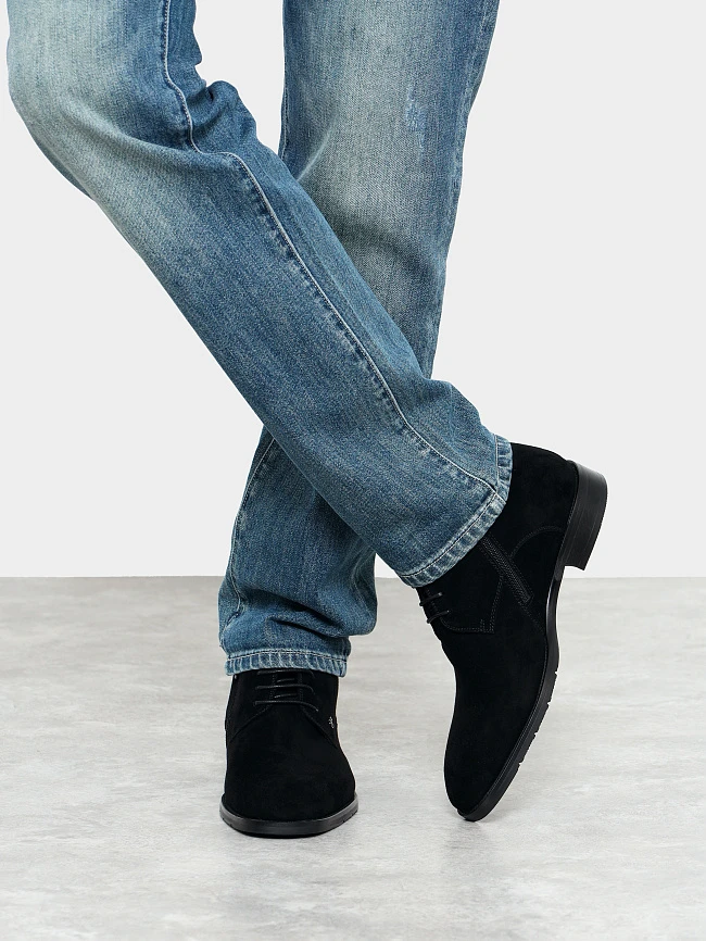 Ботинки мужские демисезонные, цвет черный, натуральный велюр M1023024 | 9