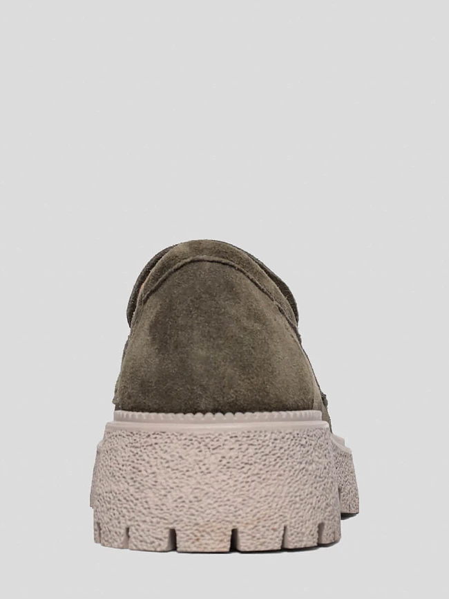 Лоферы женские всесезонные, цвет хаки, натуральный спилок 1847602 | 5