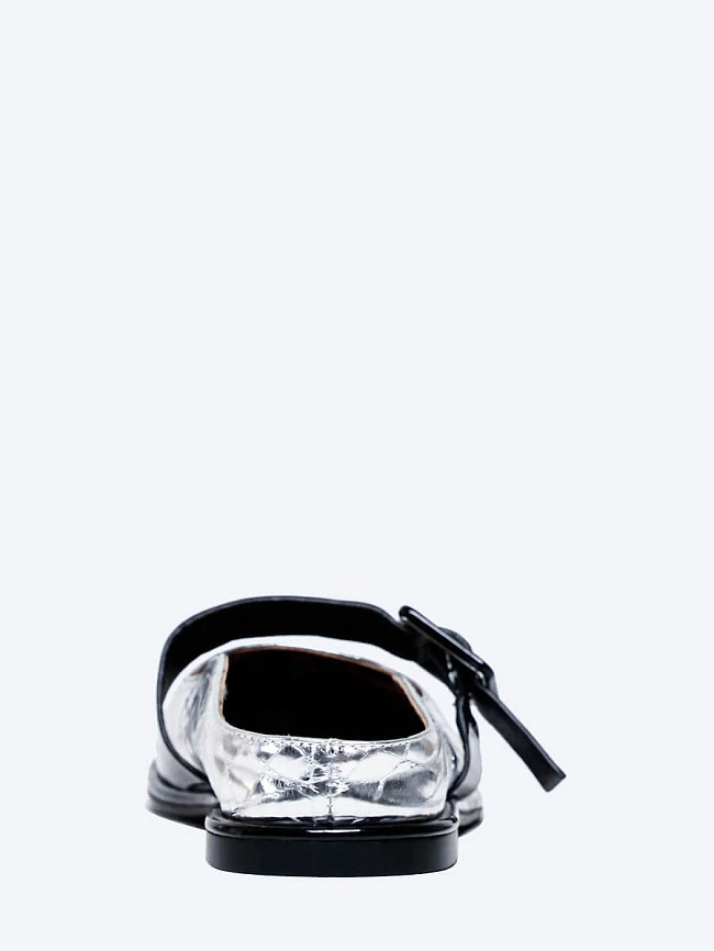 Балетки женские всесезонные, цвет серебряный, натуральная кожа/натуральная лаковая кожа 1849852 | 6