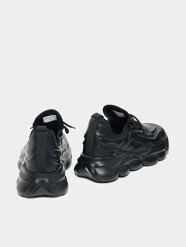 Кроссовки мужские демисезонные, цвет черный, натуральная кожа/текстиль M59VC011 | 4