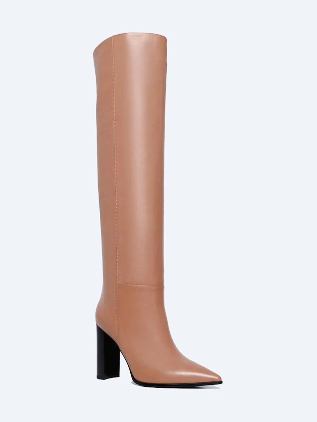 Ботфорты женские демисезонные, цвет мокко, натуральная кожа 1852385 | 1