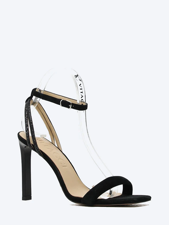 Босоножки женские летние, цвет черный, натуральный велюр 1730432 | 1