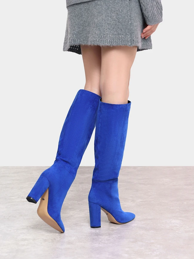 Сапоги женские демисезонные, цвет синий, искусственный велюр 1398883 | 9