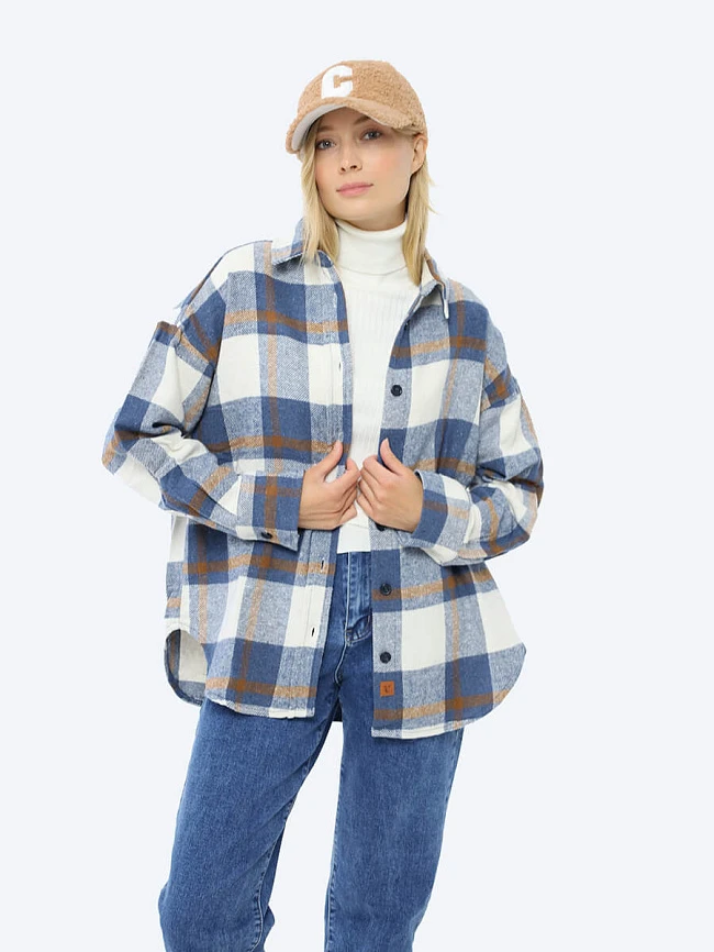 Рубашки EF801-05 женские цвет синий, 60% полиакрилонитрил, 20% полиэстер, 20% хлопок EF801-05        | 2