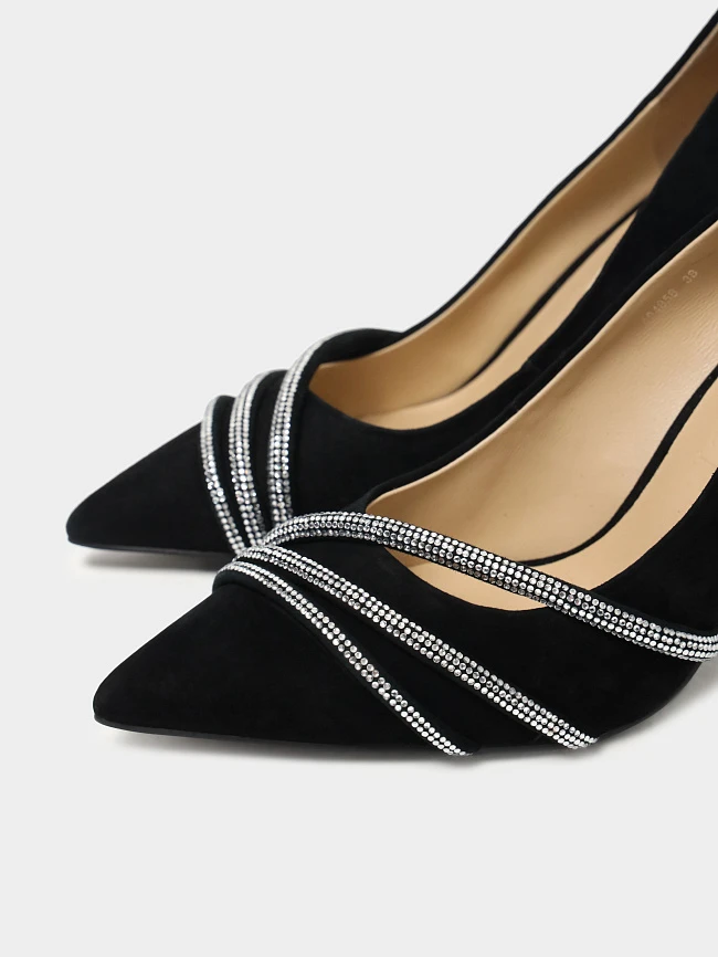 Туфли женские всесезонные, цвет черный, натуральный велюр 494858 | 7