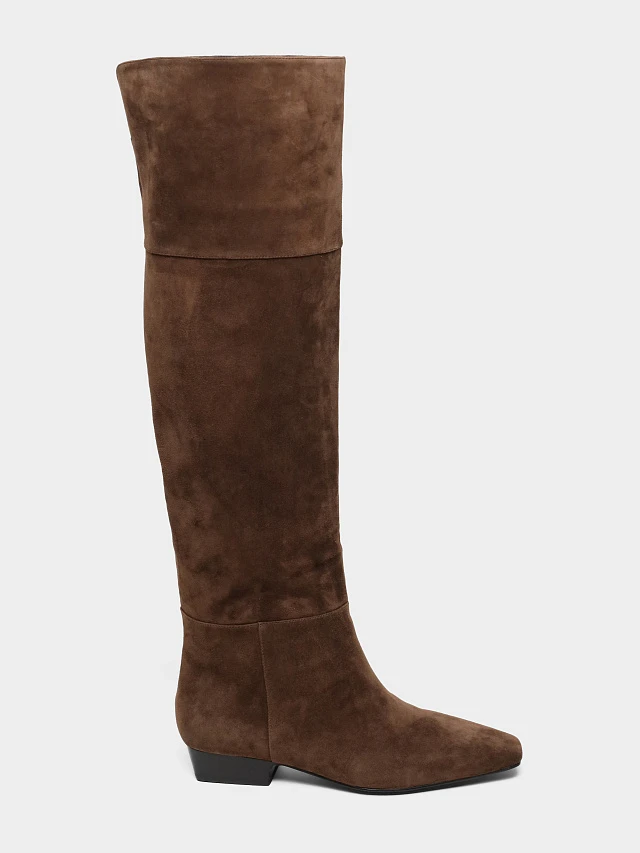 Ботфорты женские демисезонные, цвет коричневый, натуральный велюр 1731029 | 1