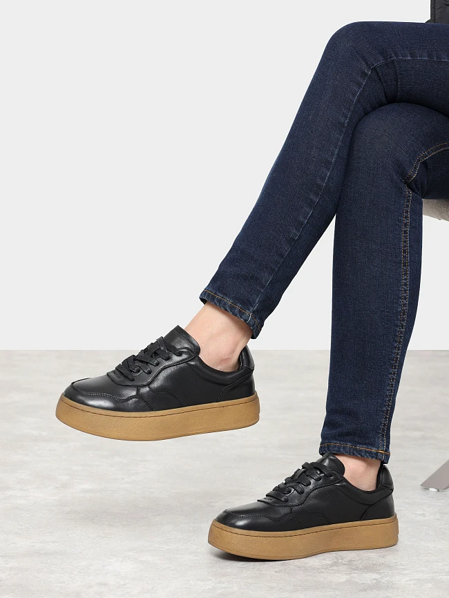 Кеды женские демисезонные, цвет черный, натуральная кожа 7210356 | 9