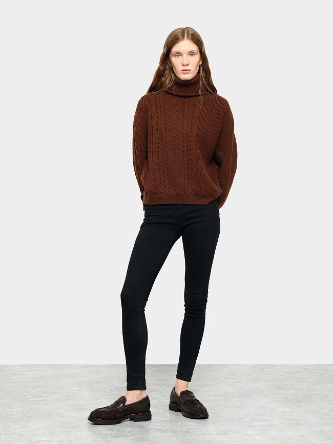 Лоферы женские зимние, цвет коричневый, натуральный спилок/натуральная кожа 1821629M | 11