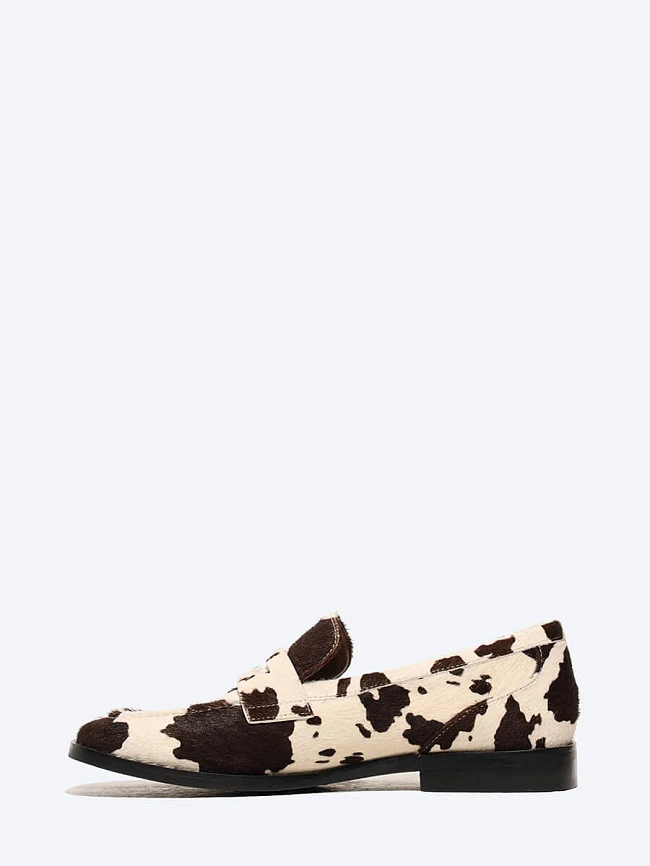 Лоферы женские всесезонные, цвет белый, натуральный мех (пони) 1013806 | 3