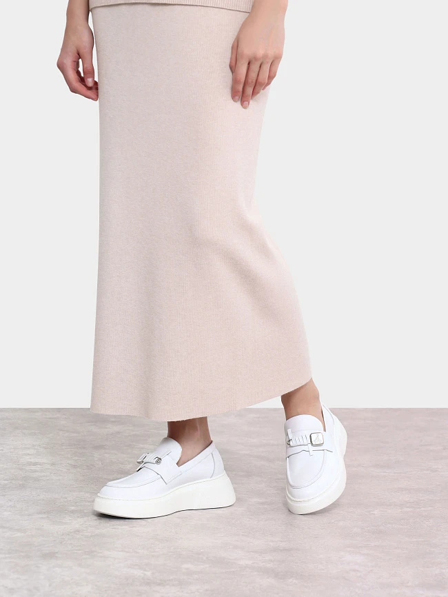 Лоферы женские всесезонные, цвет белый, натуральная кожа 136453 | 8