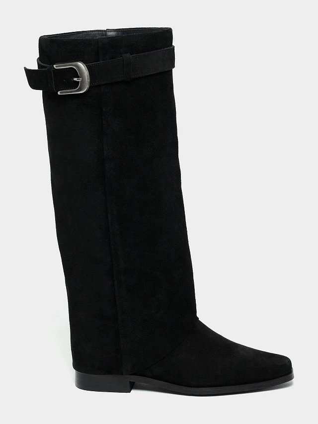 Сапоги женские демисезонные, цвет черный, натуральный спилок 7210332-2 | 1